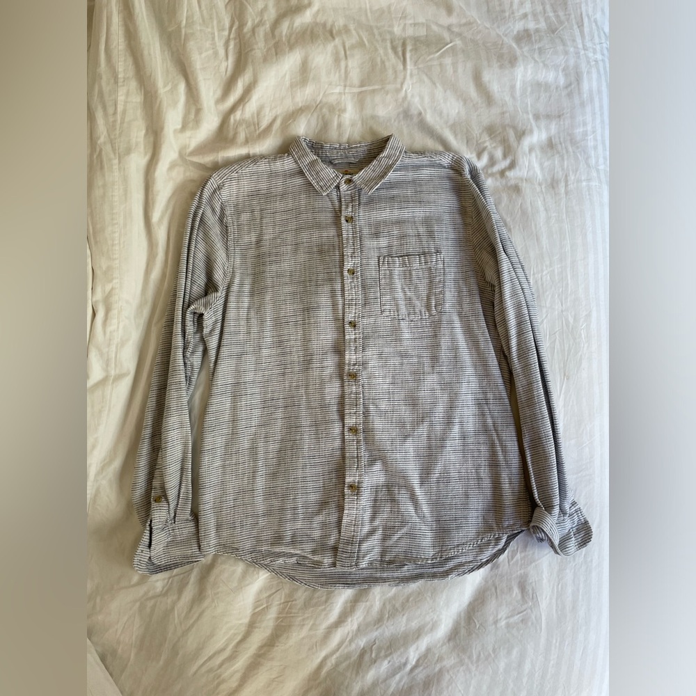 Marine Layer M White/Blue Stripe Cotton Shirt